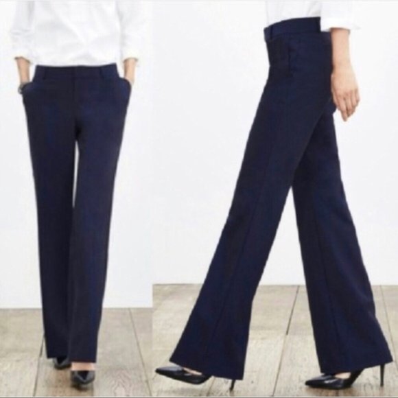 Banana Republic Pants - Banana Republic Martin Navy Pinstripe Slacks 6